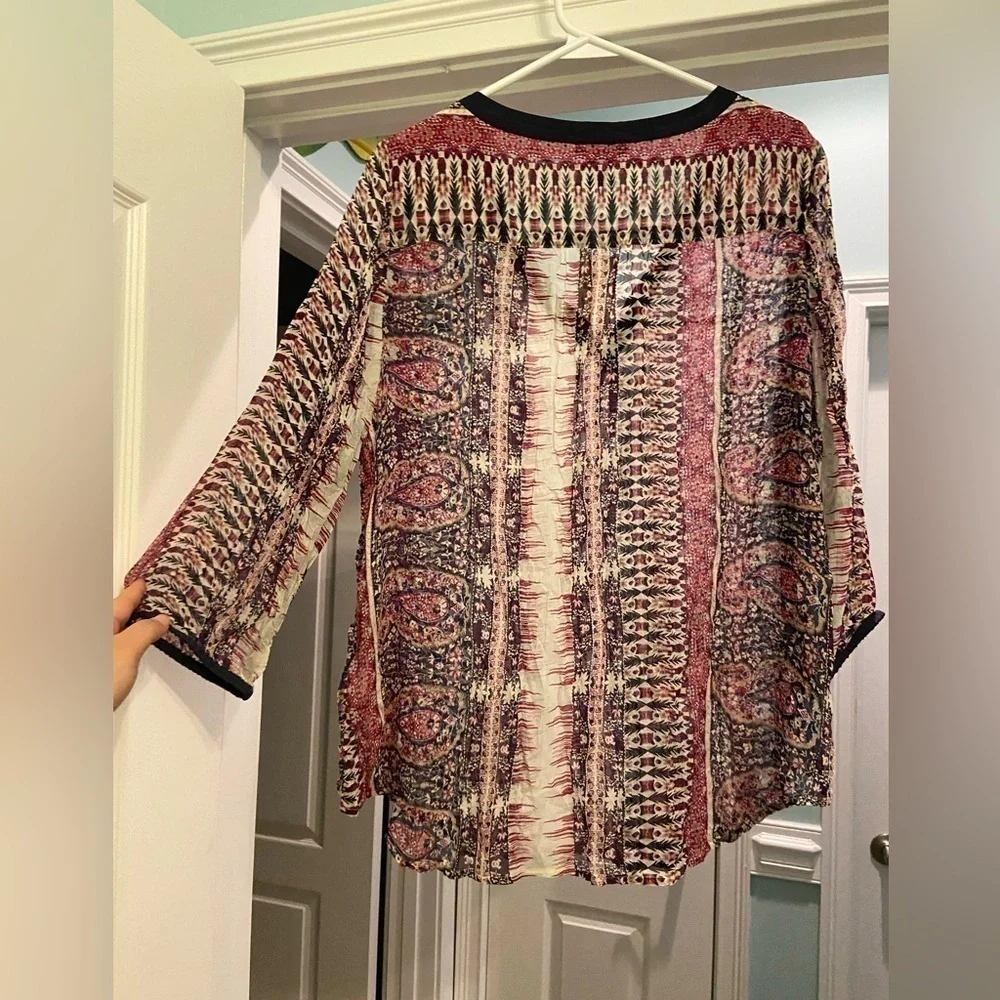 Lucky Brand Womens Concord Paisley Sheer Blouse